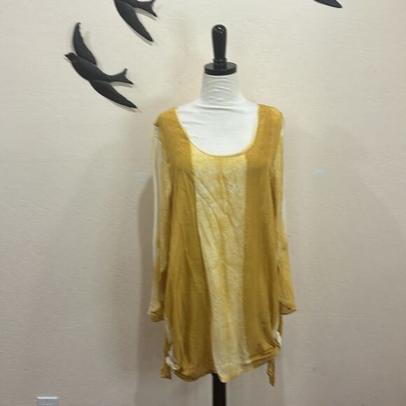 NEW! Soft Surroundings Yellow Scoop Neck Tunic ~ Side Ties ~ M - Picture 3 of 12